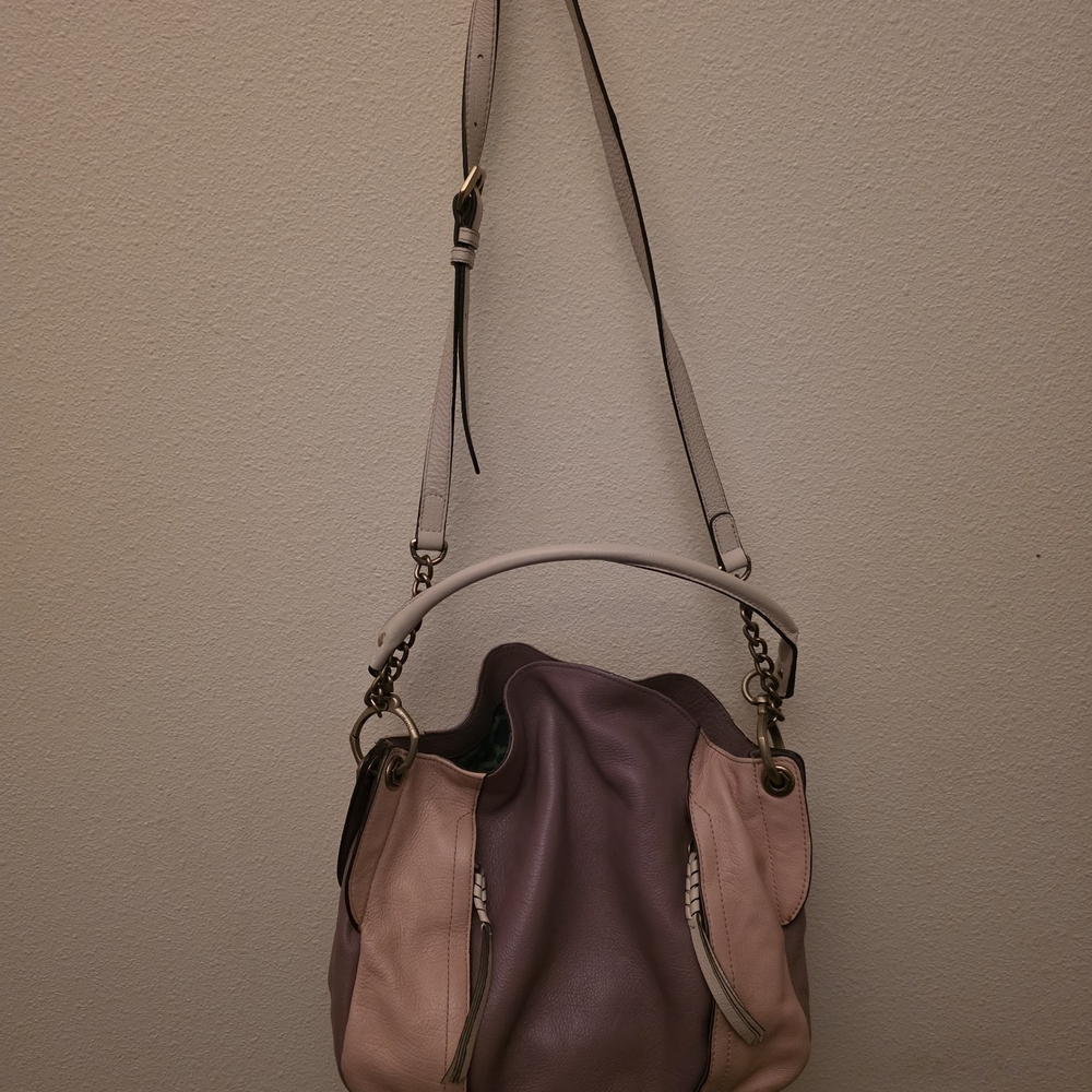 Elegant Women's Shoulder Bag in Soft Pink and Deep Purple